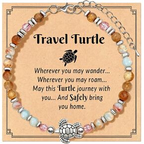 Sea Travel Bracelet Gift for Women, Sea Turtle Travel Gifts with Message Card, Lucky Good Luck Gifts for Friends Sweet Travel Companion for Traveler and Loved Ones in Saudi Arabia