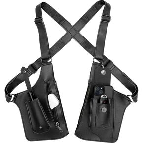 Double Shoulder Armpit Bag for Men, Leather Shoulder Bag - Anti-Theft Underarm Wallet & Phone Pouch with Adjustable Strap, Hidden Chest Bag for Travel & Outdoor (Black) in Saudi Arabia