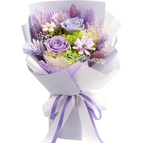 Preserved Flowers Bouquet, Long Lasting Floral Arrangement with Gift Box, Ideal for Mom, Wife, Women & Friends (Deep Purple) in Saudi Arabia