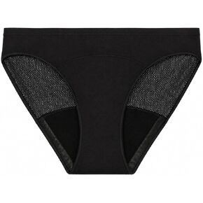 THINX Active Mesh Bikini Period Underwear for Women, 1 Ct, Black, Leakproof Up to 12 Hours, For Postpartum Light Bladder Leaks & Periods, Low-Rise Fit, S in Saudi Arabia