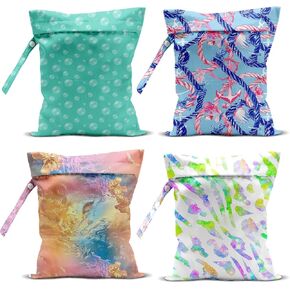 4 Pack Travel Wet Dry Pouch Set Rainbow Zebra Print Storage Organizer Bags for Personal Items Toiletries Gym Beach 10.21×12.51 Inches in Saudi Arabia