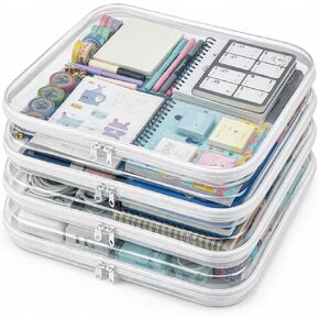 4 Pack Clear Hard Shell Zipper Case, Clear Zipper Pouches for Organizing, Travel Clothes Packing Cubes, A4 Document & Large Toy Storage Organizer Bins (4L) in Saudi Arabia