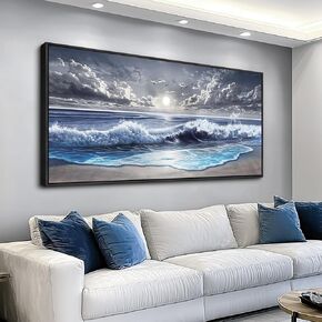 MHARTK66 Beach Large Canavs Wall Art-Wall Art For Living Room-Ocean Landscape Wall Art Framed-Beach Sunset Nature Pictures Paintings-Modern Scenic Wall Decor For Bathroom Dining Room Bedroom Above Bed in Saudi Arabia