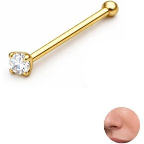 Implant Grade Titanium Nose Bone Stud 20G (0.8mm) with CZ – ASTM F-136 G23, 1.5mm or 2mm Cubic Zirconia, Hypoallergenic Straight Post Nostril Piercing, Polished or Gold PVD – 1 Piece or Set of 2 for Women Men in Saudi Arabia