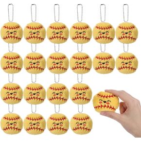 20 Pcs Softball Plush Keychain Smile Face Softball Keychain Plush Ball Prizes for Backpack Funny Sports Players Team Party Favors Gifts for Adults Group in Saudi Arabia