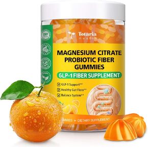 15-in-1 Magnesium Citrate Fiber Gummies with Probiotic Prebiotic for Digestion, Fiber Supplement with Magnesium Citrate 300mg, Apple Cider Vinegar 500mg, Acacia, B6, B12, 60 Orange Vegan Gummies in Saudi Arabia