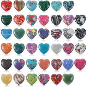 100 Pcs Heart Stones Worry Stones Heart Shape Anxiety Crystal Bulk 0.8 Inch Gemstones Assorted Natural Cute Hearts Crystals Set for Anxiety Decoration Gifts in Kuwait