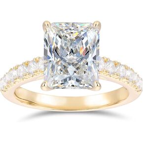 14k Gold Moissanite Ring 14K Gold 8x10mm 4ct Radiant Cut Moissanite Engagement Rings Women in Saudi Arabia