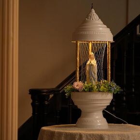 Oil Rain Lamp Vintage Light | Alabaster White Virgin Mary Series-Single Line Version(13×13×36 in)-Mood Lighting and Luxury Ambient Sculpture for Home, Galleries, Dinings, Hotel Lobbies in Saudi Arabia