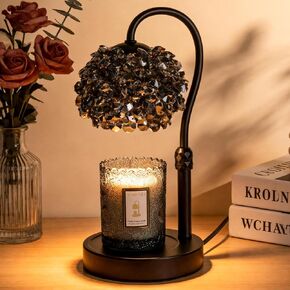 Luxury Candle Warmer Lamp with Timer, Crystal Gemstone Shade & Premium Base - Adjustable Wax Melt Warmer for Home Decor in Saudi Arabia
