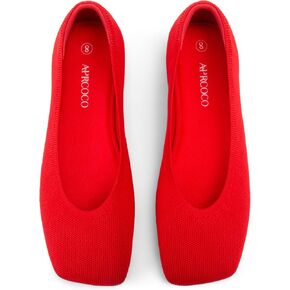 AprCoco Women's Wide Toe Box Flats Square Toe Ballet Shoes Washable Knit Lightweight Slip On Walking Flats for Women Office Casual Dress in Saudi Arabia