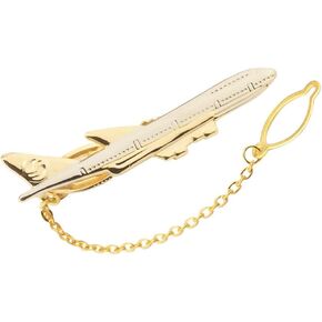 Airplane Tie Clip for Men, Gold Aircraft Tie Bar with Chain, Aviation Travel Theme Tie Pin, Stylish Formal Accessory for Suit Business Wedding Gift in Saudi Arabia