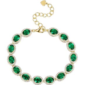 5A Cubic Zirconia Bracelet for Women, 5.9 inch - 7.1 inch Adjustable, Rhodium/Yellow Gold Plated, Bridesmaid Bracelets, Birthday Wedding Anniversary Jewelry in Saudi Arabia