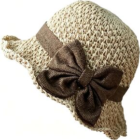 Elegant Woven Straw Sun Hat with Bow – Wide Brim, Packable, Travel-Friendly Bucket Hat for Women, Perfect for Beach & Summer in Kuwait