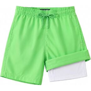 KAILUA SURF Boys Swim Trunks with Compression Liner, High-Visibility Safety Colors and American Flag, Quick Dry Kids Shorts in Saudi Arabia