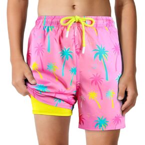 Boys Swim Trunks with Compression Liner Quick Dry Bathing Suit Swimwear for Kids 5-6 7-8 10-12 Years in Saudi Arabia