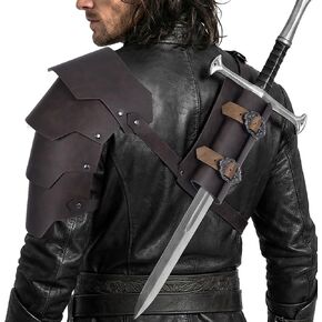 2-in-1 Medieval Shoulder Armor Pauldrons with Back Sword Frog, Adjustable Renaissance Knight Armor for LARP Cosplay Ren Faire in Saudi Arabia