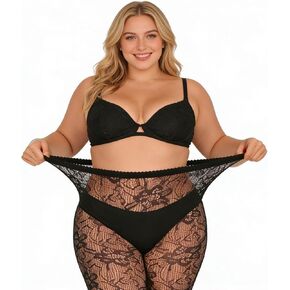 2 Pack Lace Tights Plus Size Floral Patterned Tights, High Waist Lace Stockings, Suitable for 230 lbs in Saudi Arabia