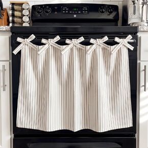 Handmade Striped Oven Skirt Curtain for Stove Farmhouse Kitchen Decor, Cotton Rustic Country Stove Cover Skirt Decorative Cottage Kitchen Curtains for Oven Washer Dish Cabinet in Saudi Arabia