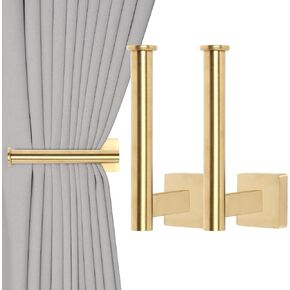 Groleca Curtain Holdbacks 2 Pack Metal Curtain Tiebacks Modern Curtain Hooks for Wall Curtain Ties Curtain Pull Backs for Thin or Thick Curtain (2, Gold) in Saudi Arabia