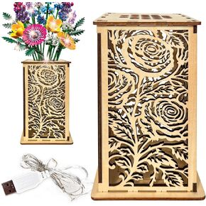 Wooden Vase for Lego Flowers, Display Stand for Lego Flower, Cool Artistic Carving Vase with Hollow Flower Pattern for Flower Lovers (Wood) in Saudi Arabia