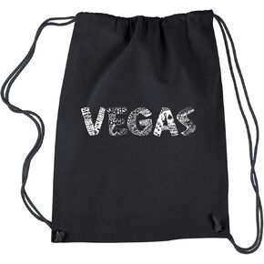LA POP ART Drawstring Word Art Backpack - Vegas - Black in Saudi Arabia