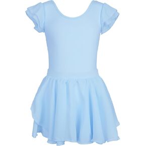 Girls Ballet Leotard Dress Toddler Short Sleeve Cross Back 2PCS Set Detachable Skirt for Dance Training in Saudi Arabia