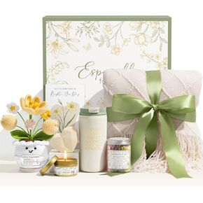 Birthday Gifts for Women Get Well Soon Gift Baskets, Self Care Package for Women w/Crochet Tulip Flower, Spa Sympathy Gift Basket Thinking of You Inspirational Gifts Set for Mom Her Friend Wife Sister in Kuwait