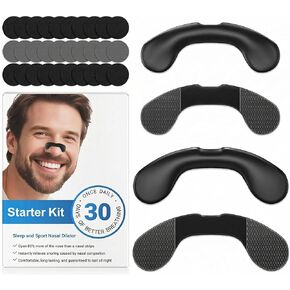 Non-Magnetic Nasal Bands to Help Reduce Snoring, Professional Reusable Nose Dilator and Airflow Opener for Sleep and Sport, Includes 30-Day Supply of Adhesive Patches and 2 Sizes of Bands (Black) in Saudi Arabia