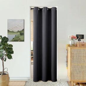BGment Doorway Curtain for Closets Without Doors - 34 x 80 Inch 1 Panel Dark Grey Thermal Insulated Privacy Blackout Curtain for French Door Hallway in Saudi Arabia