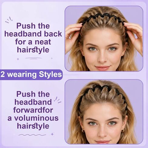 10PCS Kitsch Zig Zag Headbands with Teeth, 90s Style Headband with Wavy Design for Workouts and Pilates, Set of 2 Fitness Headbands with Teeth, 2 Large Wavy Headband in Saudi Arabia