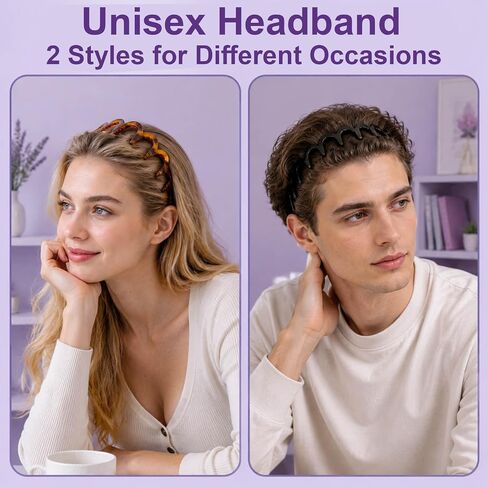 10PCS Kitsch Zig Zag Headbands with Teeth, 90s Style Headband with Wavy Design for Workouts and Pilates, Set of 2 Fitness Headbands with Teeth, 2 Large Wavy Headband in Saudi Arabia