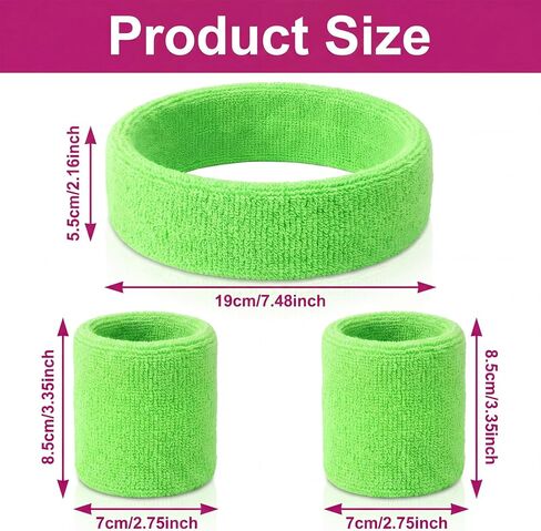 JJUNW 3 Pcs Headband and Wristband Set, Outfits for Women Sports Wristband and Headband Neon Sweat Band Color War Accessories Sports Sweatbands for Men Women Running Gym Basketball Tennis in Kuwait