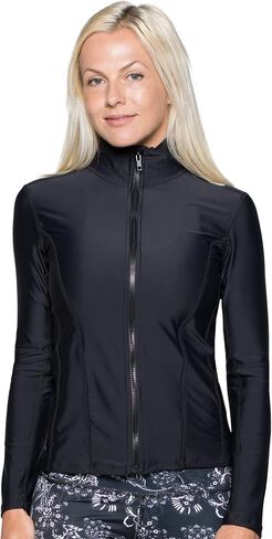 Tuga Women's Full Zip Rash Guard, UPF 50+ Sun Protection Swim Shirt, Made in USA in Kuwait