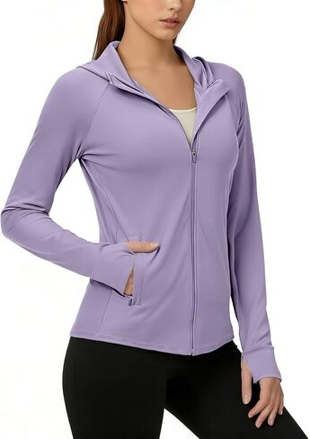 Sun Shirt Women Summer Yoga Athletic Jackets Lightweight UV Protection Shirts Full Zip Workout Rash Guard Long Sleeve in Kuwait