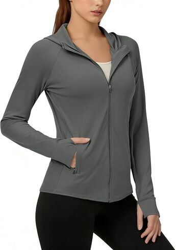 Sun Shirt Women Summer Yoga Athletic Jackets Lightweight UV Protection Shirts Full Zip Workout Rash Guard Long Sleeve in Kuwait