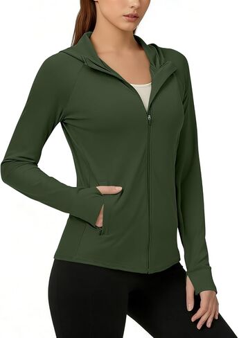 Sun Shirt Women Summer Yoga Athletic Jackets Lightweight UV Protection Shirts Full Zip Workout Rash Guard Long Sleeve in Kuwait