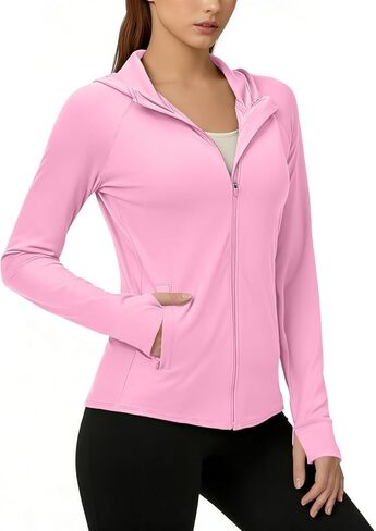 Sun Shirt Women Summer Yoga Athletic Jackets Lightweight UV Protection Shirts Full Zip Workout Rash Guard Long Sleeve in Kuwait
