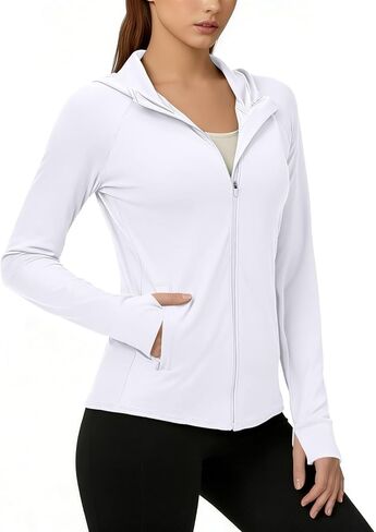 Sun Shirt Women Summer Yoga Athletic Jackets Lightweight UV Protection Shirts Full Zip Workout Rash Guard Long Sleeve in Kuwait