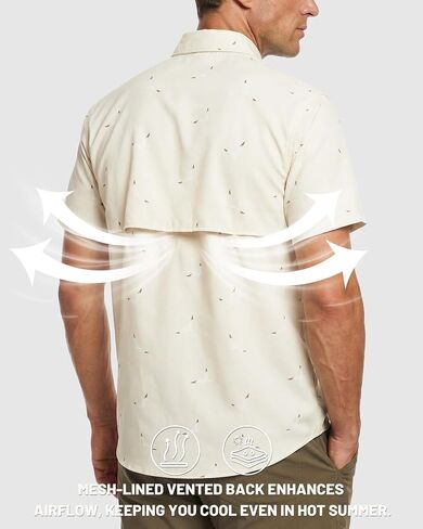 Cozople Mens Button Down Short Sleeve Sun Protection Fishing Shirts UPF 50+ Cooling Quick Dry Hiking Shirt for Travel Safari Camping Khaki Seagull XL in Kuwait