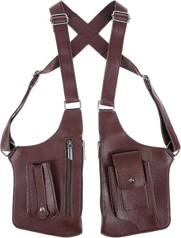 Double Shoulder Armpit Bag for Men, Anti-Theft Underarm Shoulder Armpit Bag with Adjustable Strap Hidden Zipper Compartment, Adjustable & Vintage for Hiking in Kuwait