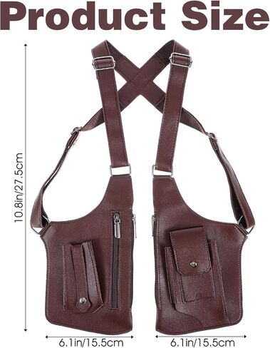Double Shoulder Armpit Bag for Men, Anti-Theft Underarm Shoulder Armpit Bag with Adjustable Strap Hidden Zipper Compartment, Adjustable & Vintage for Hiking in Kuwait