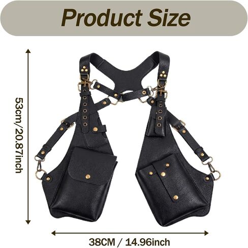 Double Shoulder Armpit Bag,Premium Leather Underarm Shoulder Bag for Men,Adjustable Underarm Wallet Phone Pocket Holster (Black#A) in Kuwait