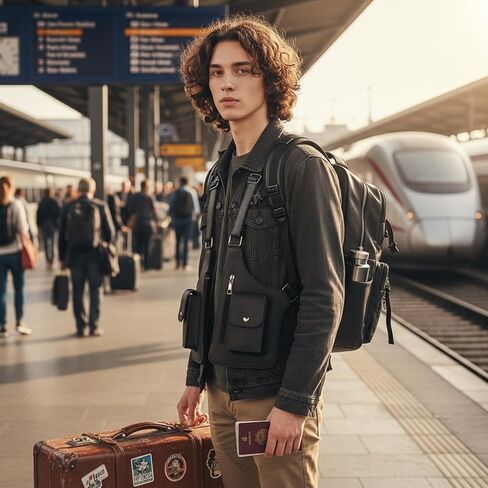 Underarm Shoulder Bag for Men Wome Leather Shoulder Bag,Adjustable Anti Pickpockets Travel Wallets Armor Hidden Underarm Strap Wallet in Saudi Arabia