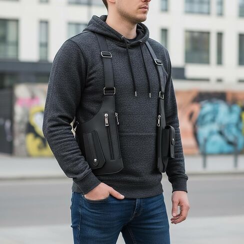 Underarm Shoulder Bag for Men Wome Leather Shoulder Bag,Adjustable Anti Pickpockets Travel Wallets Armor Hidden Underarm Strap Wallet in Saudi Arabia