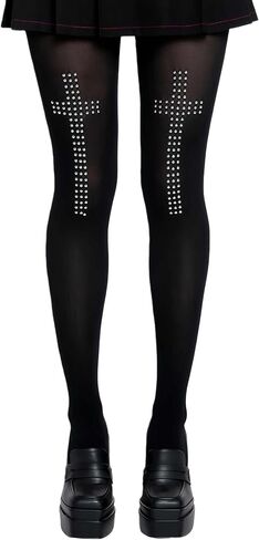 Goth Gothic Tights Y2k, Whimsical Emo Alt Tights, Black Sheer Funky Pattern Toghts with Designs, Womens Cute Stockings Pantyhose, Grunge Scene Alternative Punk Harajuku Clothes Accessories in Kuwait