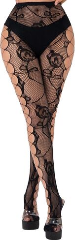 Fishnet Stockings High Waist Lace Mesh Tights Women's Hosiery in Saudi Arabia