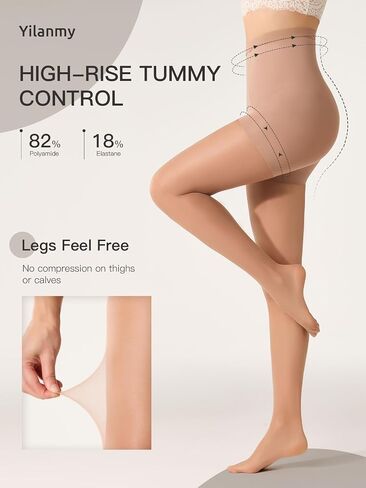 Yilanmy Control Top Pantyhose for Women 20D Sheer Shaping Tights Tummy Control Support Stockings in Kuwait