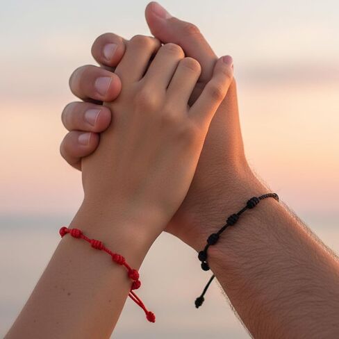 20 PCS Red Good Luck String Bracelets, Adjustable 7 Knot Thread Bracelet Black Thread Bracelet for Protection and Good Luck, Hand-Woven Nylon Cord Jewelry for Women and Men (Red, Black) in Kuwait