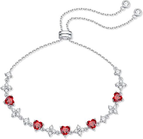 MOOSEA Birthstone & Moissanite Bracelet for Women, Lab Created Moissanite, 925 Sterling Silver Adjustable Bracelets Anniversary Birthday Gifts for Mom Wife Girlfriend Jewelry Gifts in Kuwait